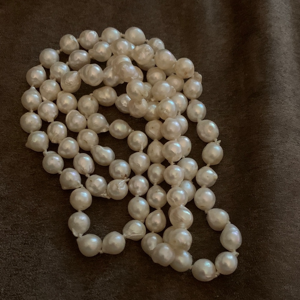 Elegant White Pearl Necklace vintage baroque genuine pearls